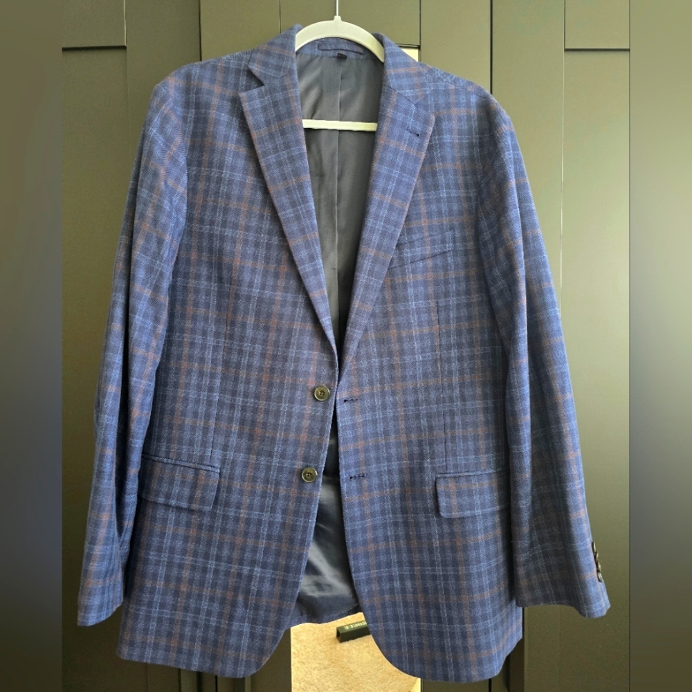Jos. A. Bank Navy and Brown Check Blazer